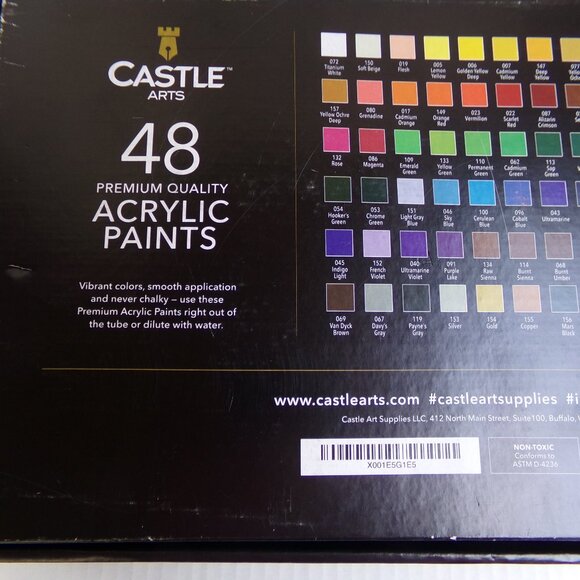 Castle Arts 48 Premium Quality Acrylic Paint And Brushes - Picture 9 of 16